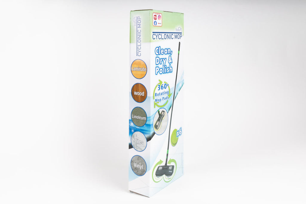 Mopa giratoria 360º que limpia, seca y pule en un solo paso